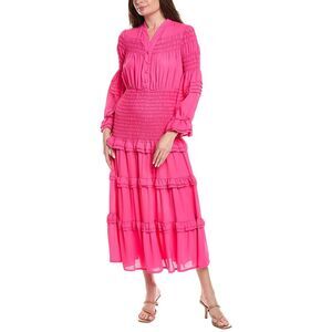 Nancy Yang Womens  Long Sleeve Maxi Dress, Pink